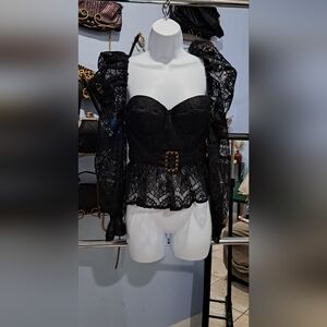 Black Lace Bustier Top